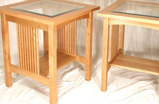Solid Hardwood Side Tables Glass Top
