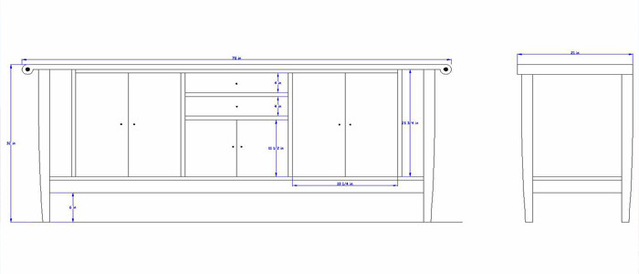 cad drawing sideboard